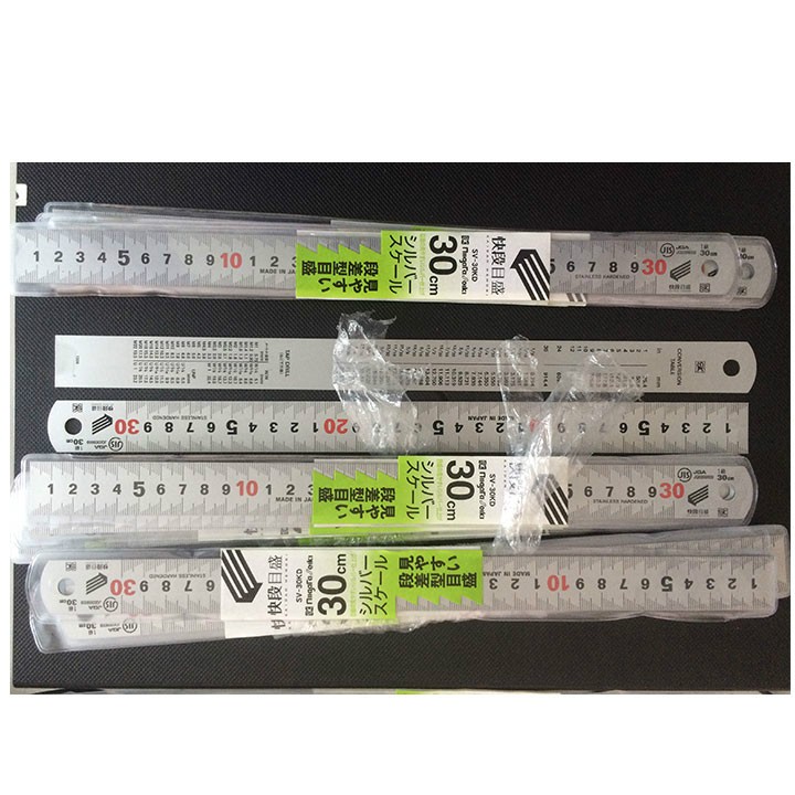 Thước lá inox mạ nhũ bạc 30cm vạch kaidan ...